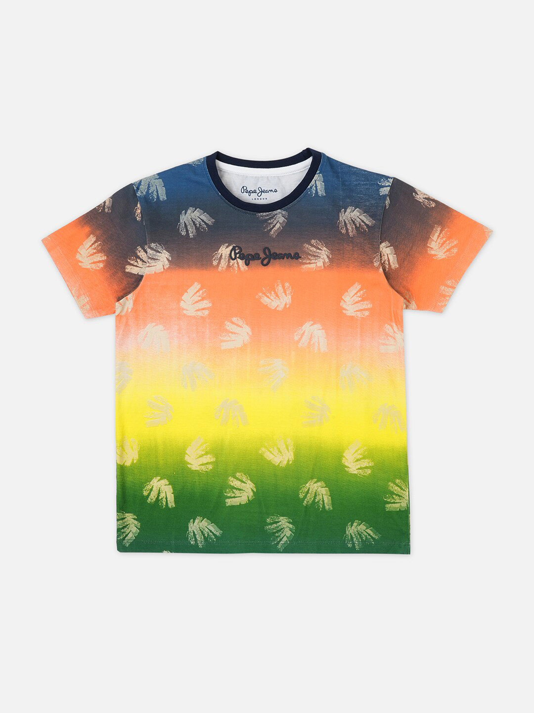 Pepe Jeans Boys Floral Printed Round Neck Pure Cotton T-shirt