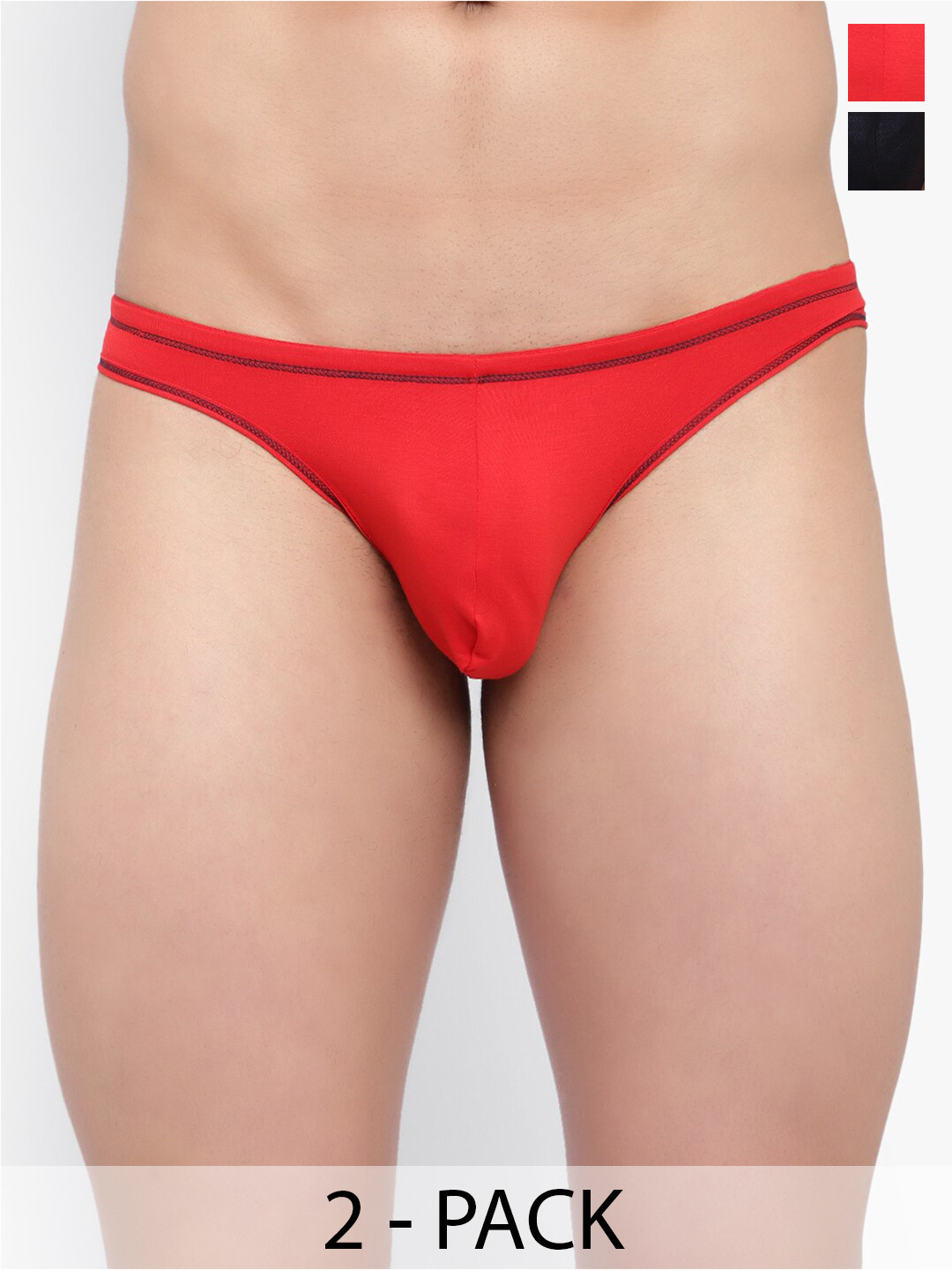 Bruchi CLUB Pack Of 2 Anti-Bacterial Basic Briefs BRC-ML-FOXY-314-RD-BK-2C-S