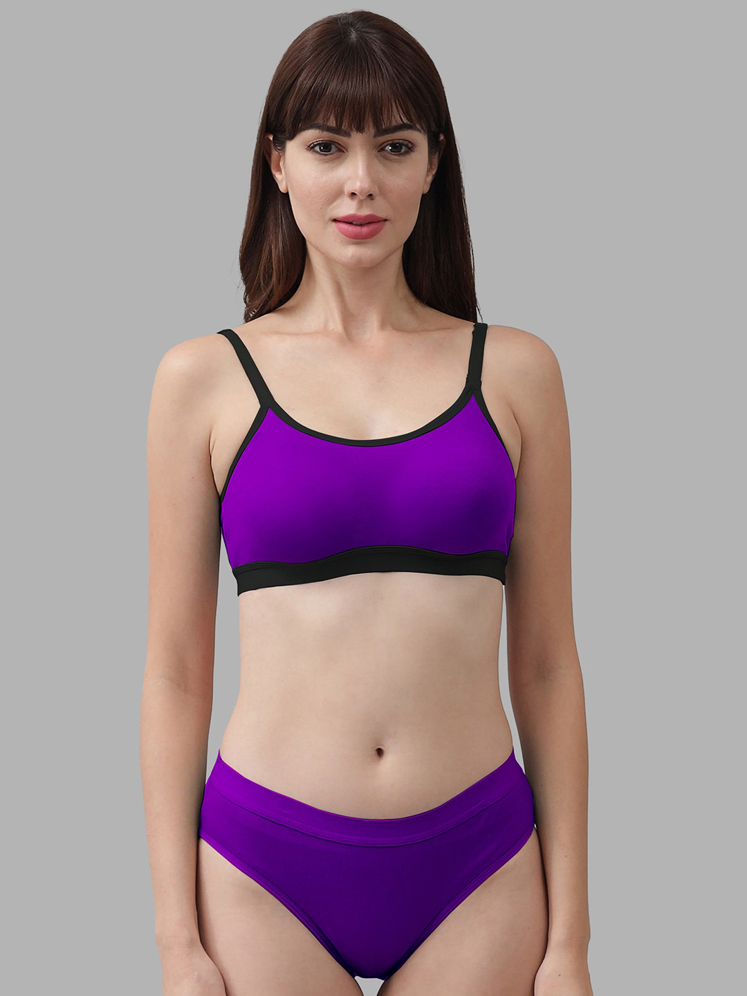 PIBU Non Padded Cotton Lingerie Set PI_M_CNORA_Purple_30
