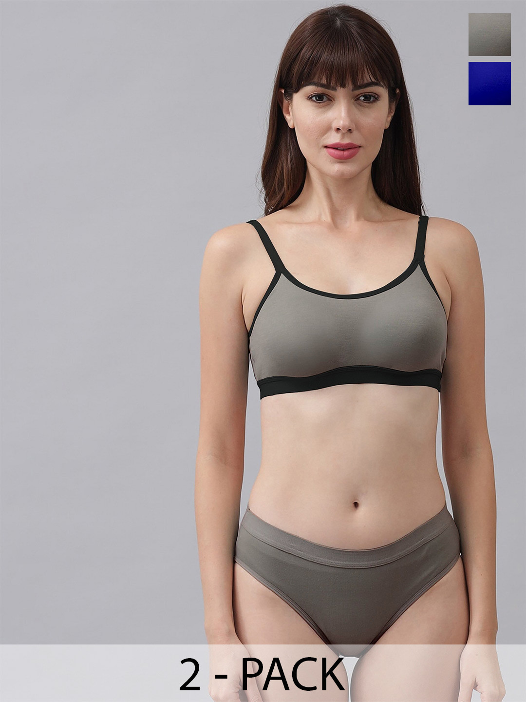 PIBU Pack Of 2 Cotton Lingerie Set- PI_C_CNORA_Grey,Blue_30