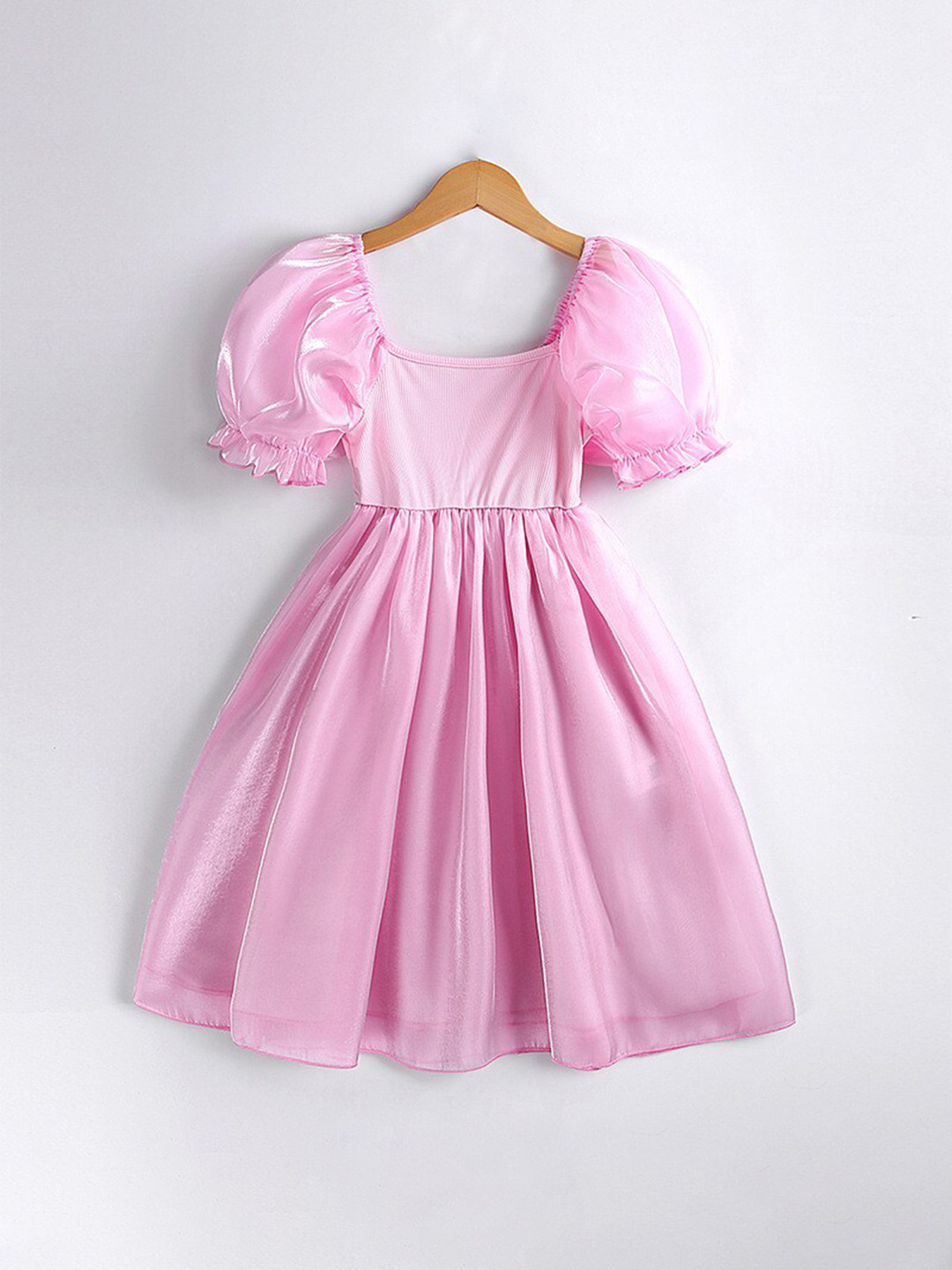 StyleCast Girls Pink Puff Sleeve Fit & Flare Dress