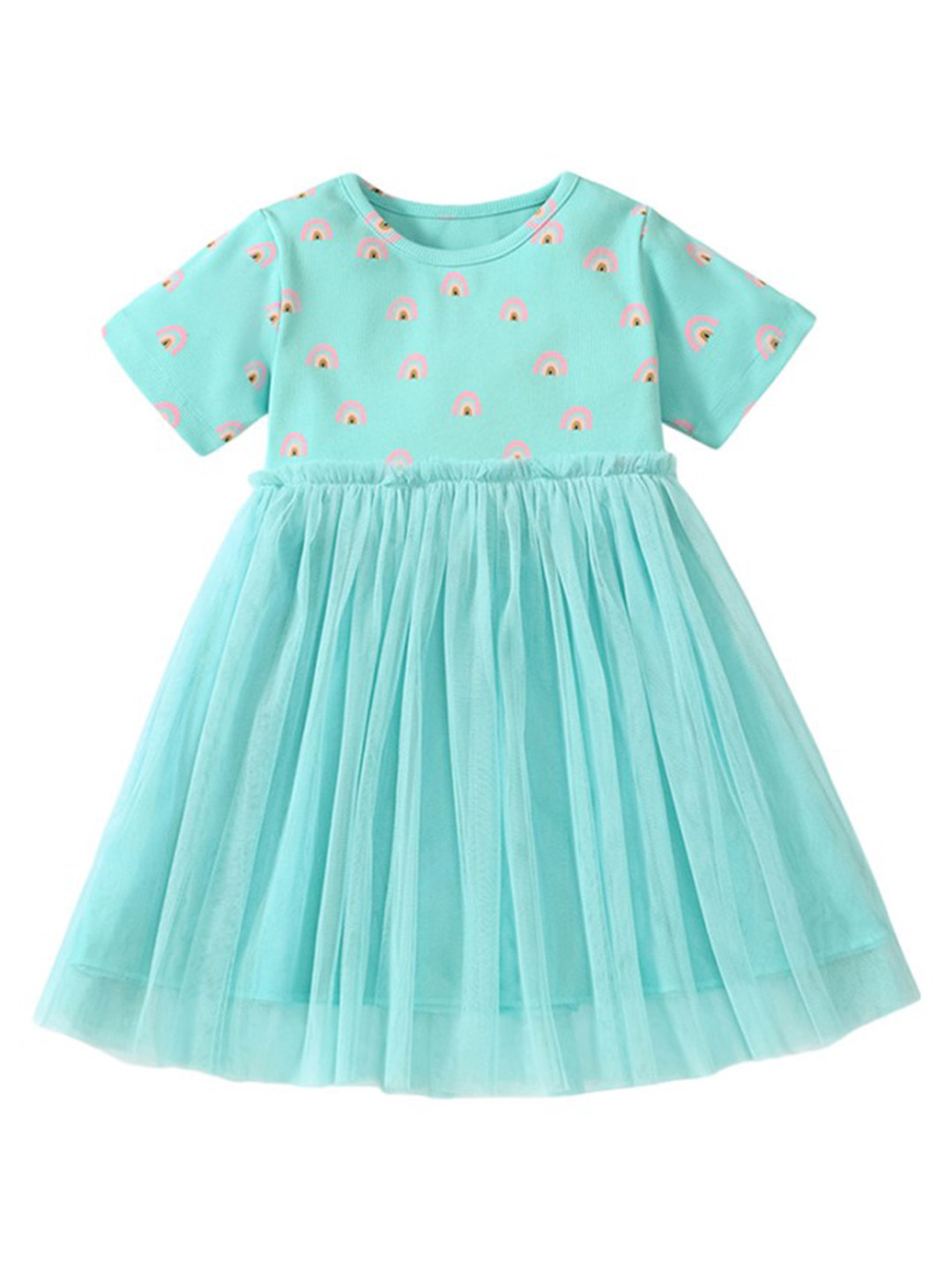 StyleCast Girl Blue Cotton Embellished Layered Fit & Flare Dress