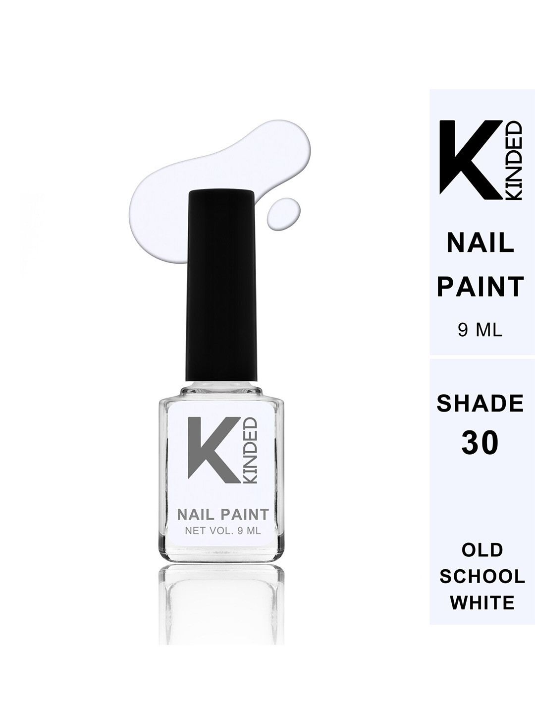 KINDED Long Stay Glossy Finish Nail Polish - 9ml - Old School White 30