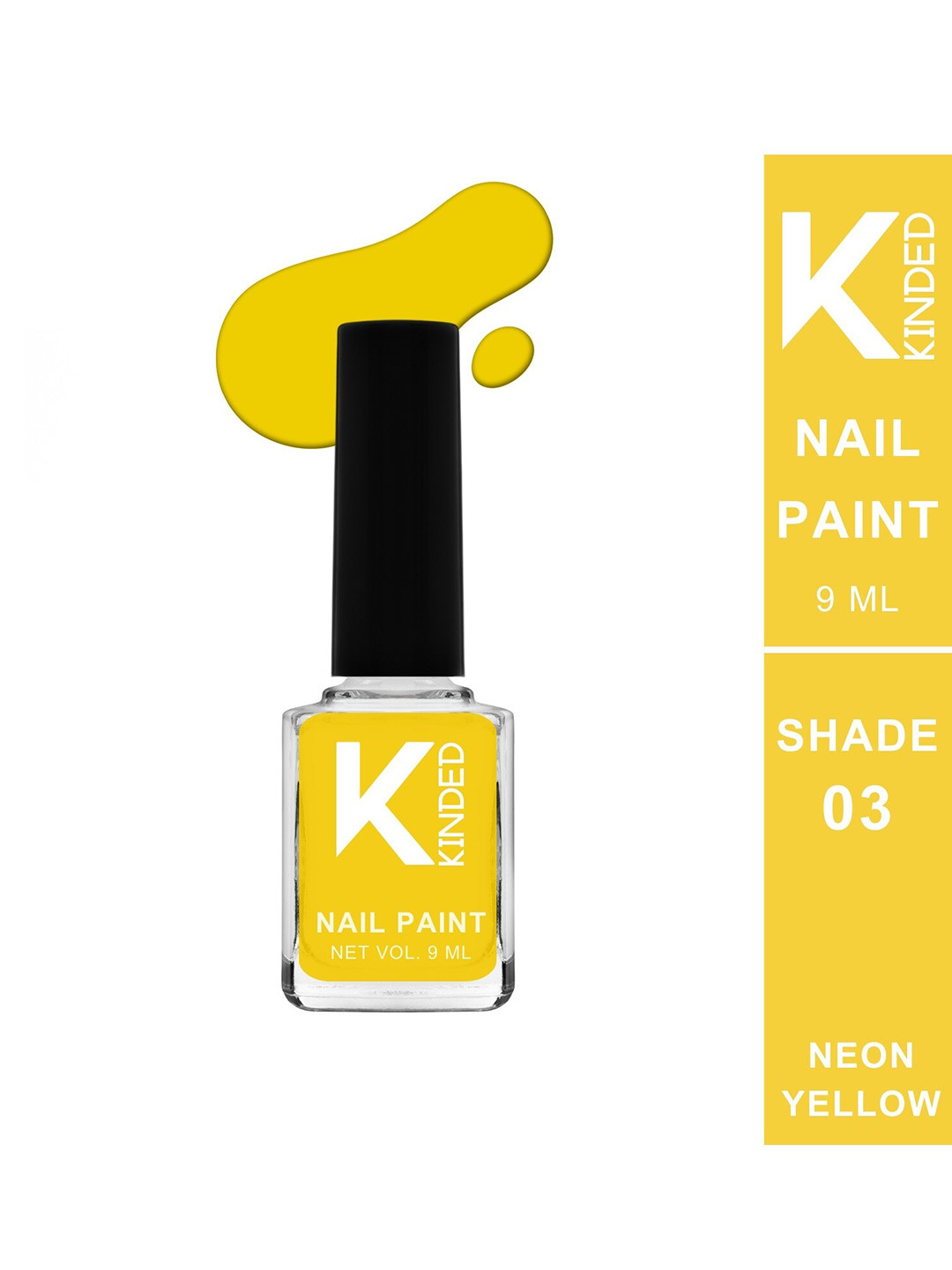 KINDED Long Stay Glossy Finish Nail Polish - 9ml - Neon Yellow 03