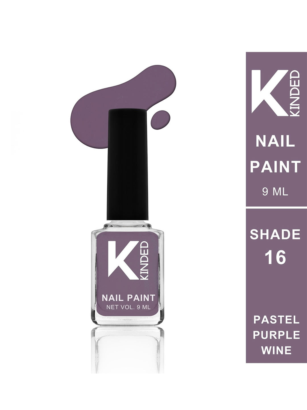 KINDED Long Stay Glossy Finish Nail Polish - 9ml - Pastel Purple Wine 16