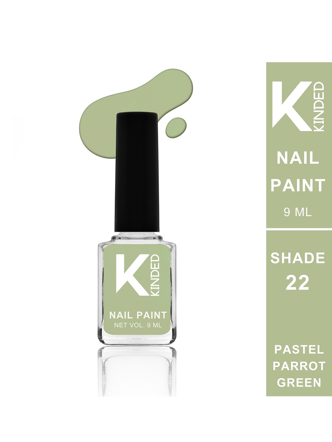 KINDED Long Stay Glossy Finish Nail Polish - 9ml - Pastel Parrot Green 22