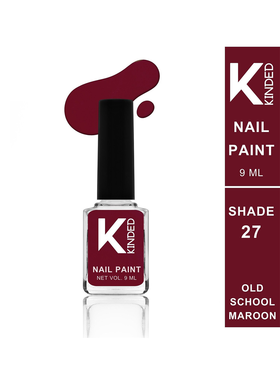 KINDED Long Stay Glossy Finish Nail Polish - 9ml - Old School Maroon 27
