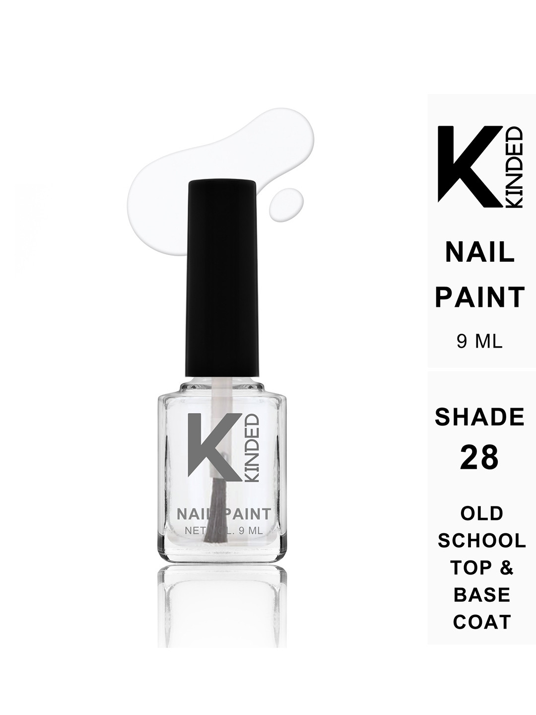 KINDED Long Stay Glossy Finish Nail Polish - 9ml - Old School Top & Base Coat 28