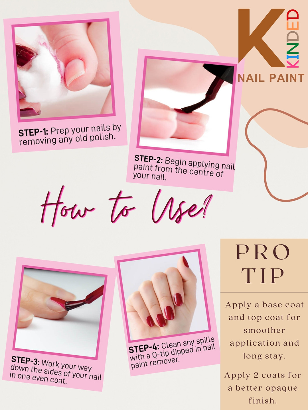 KINDED Set Of 5 Long Stay Glossy Finish Nail Polish - 9ml Each - 16-17-18-19-20