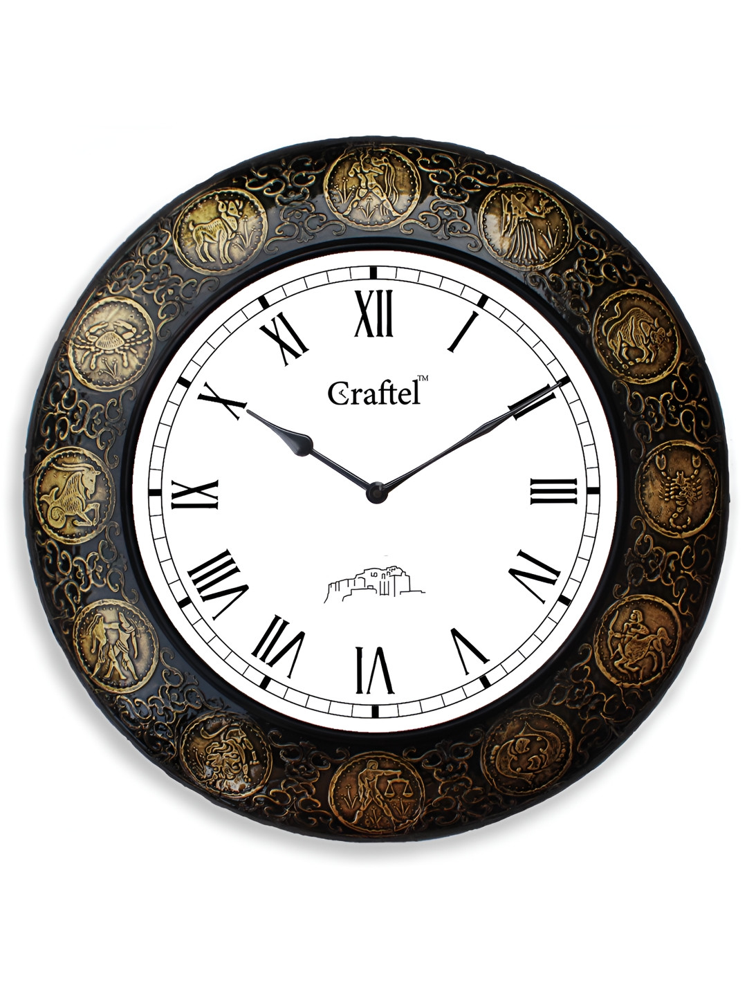 CRAFTEL White & Black Textured Traditional Wall Clock