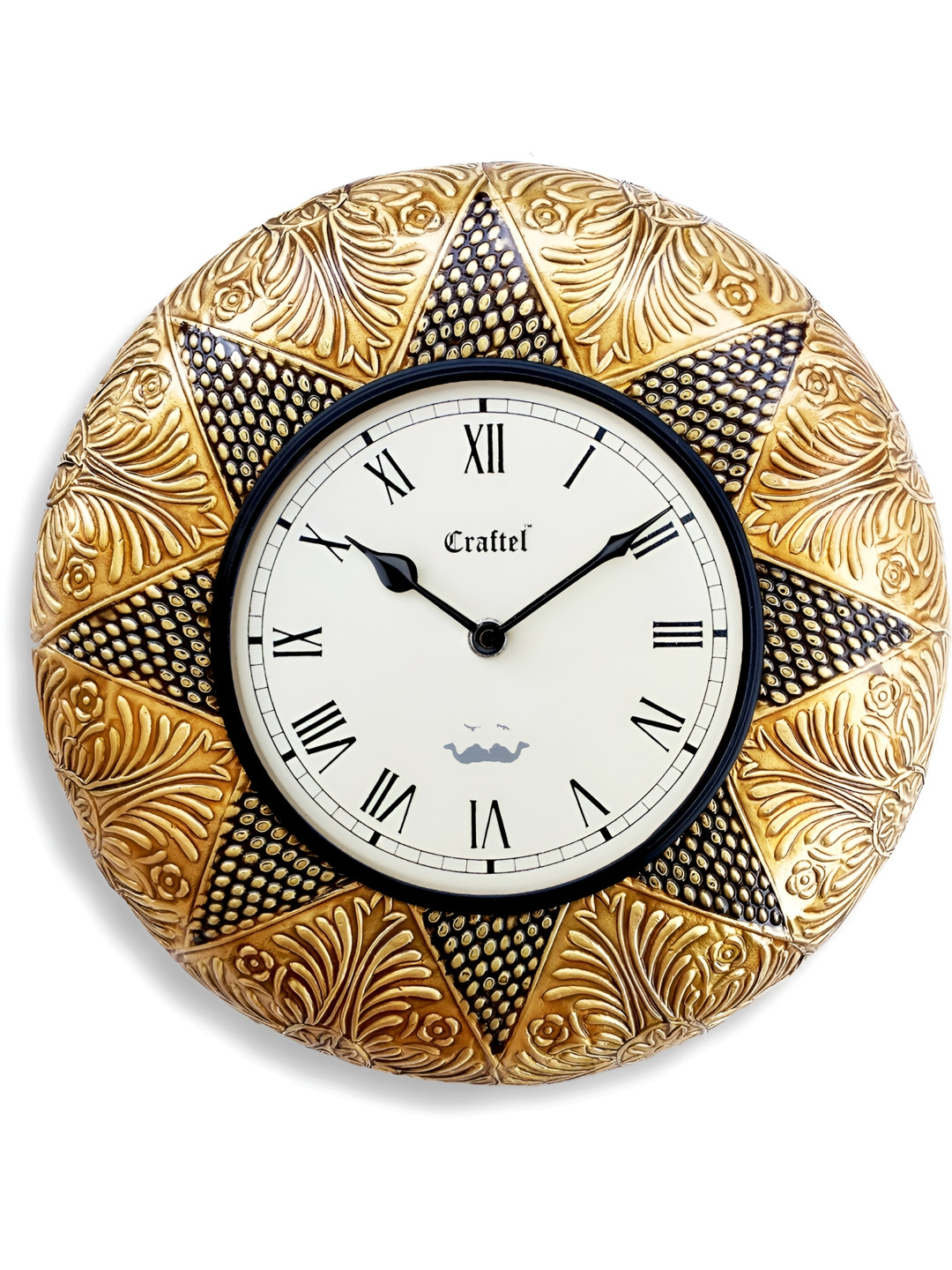 CRAFTEL White & Brown Textured Contemporary Wall Clock