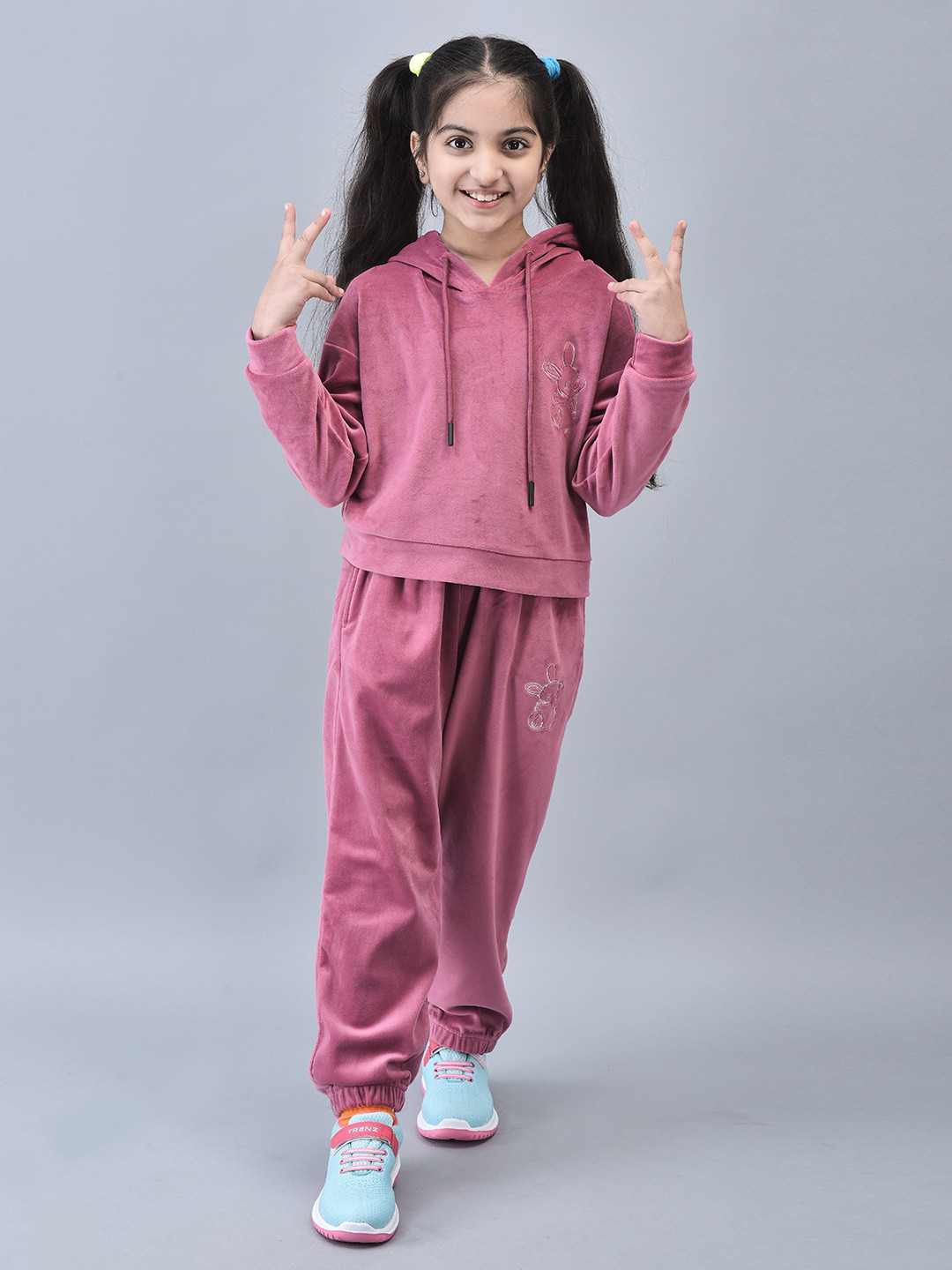 Trenz Girls Hooded Velvet Tracksuits