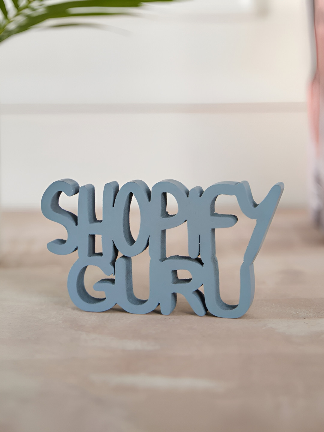 DecorTwist Shopify Guru Blue Wood Natural Living Room Small Showpiece - 3.5 Inches