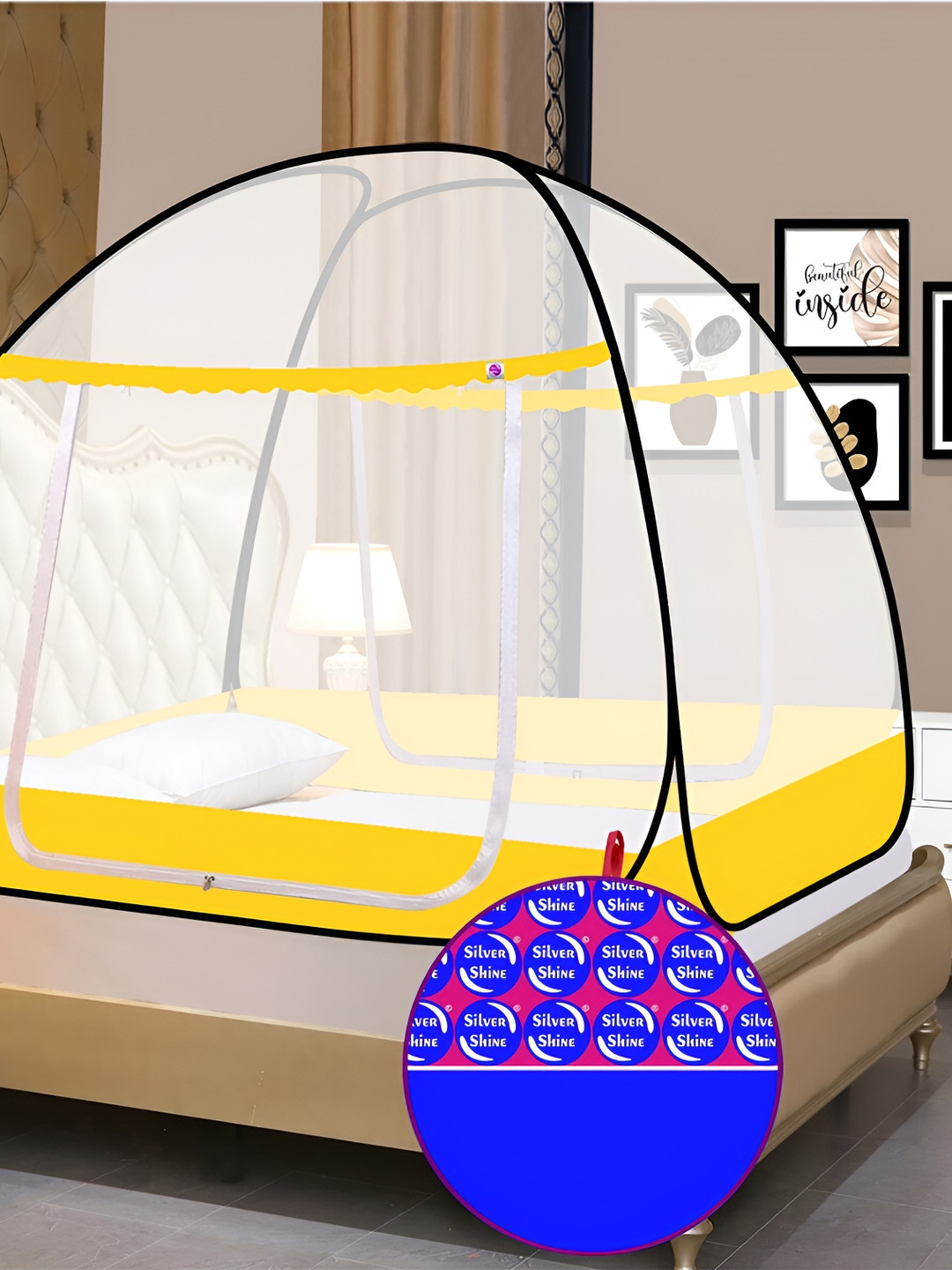 Silver Shine White & Black King Size Tent Mosquito Net