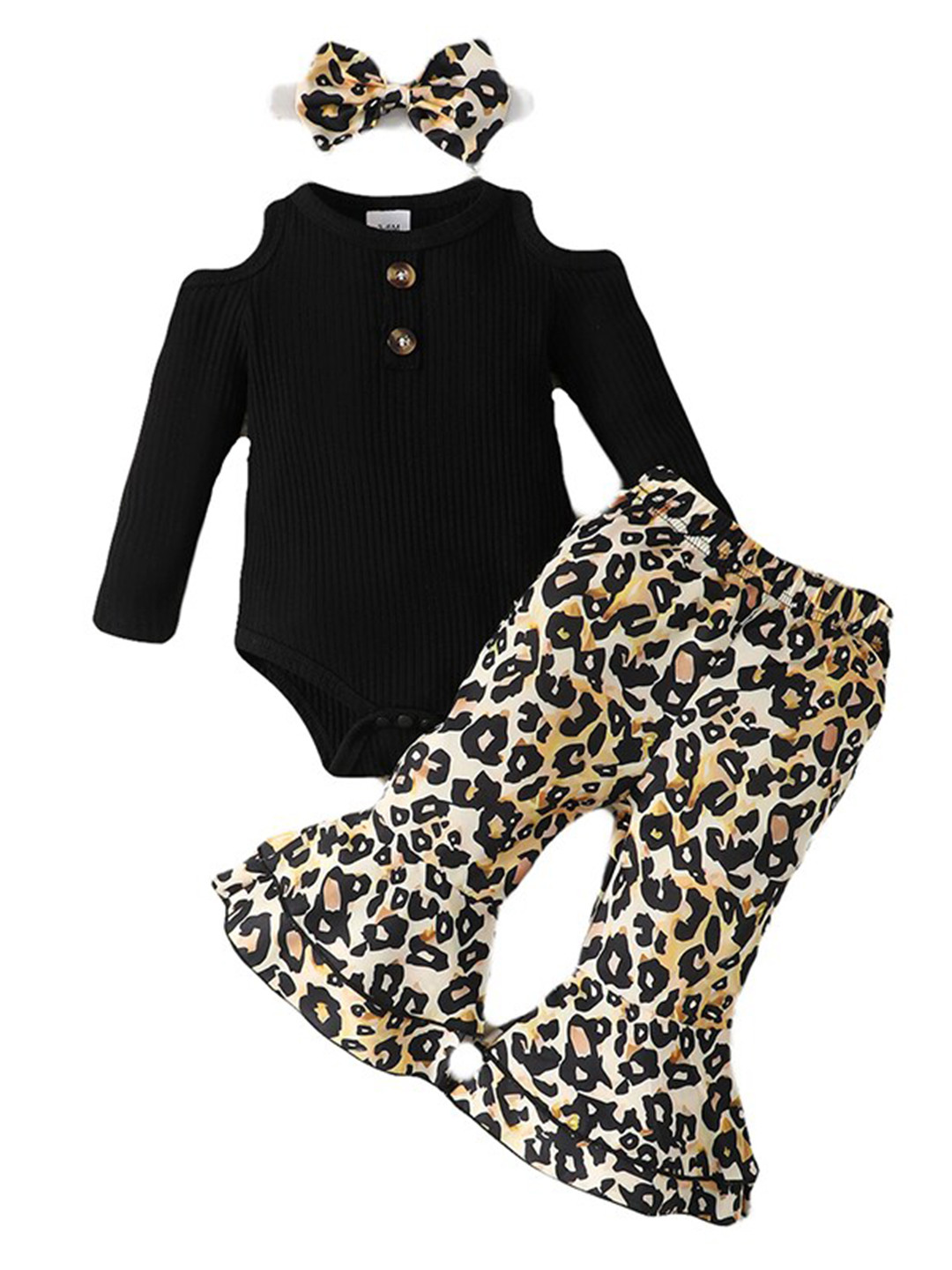 StyleCast Girls Black & Cream-Coloured Printed Top & Palazzos With Hairband