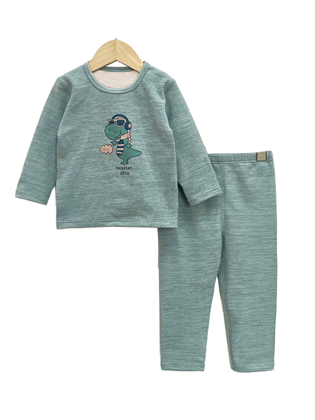 StyleCast Green Boys Graphic Printed Long Sleeves Night Suits