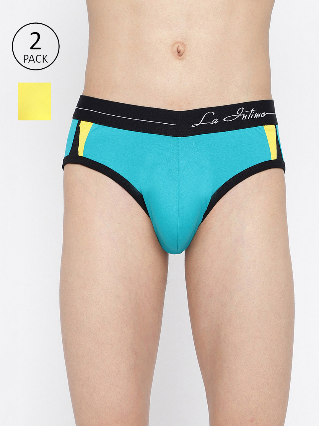 La Intimo Pack Of 2 Brand Logo Details Anti Microbial Hipster Briefs LIBR070B