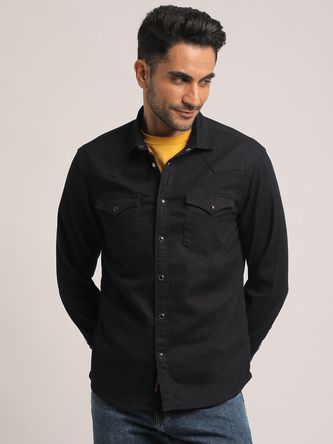 EVERBLUE Denim Slim Fit Casual Shackets