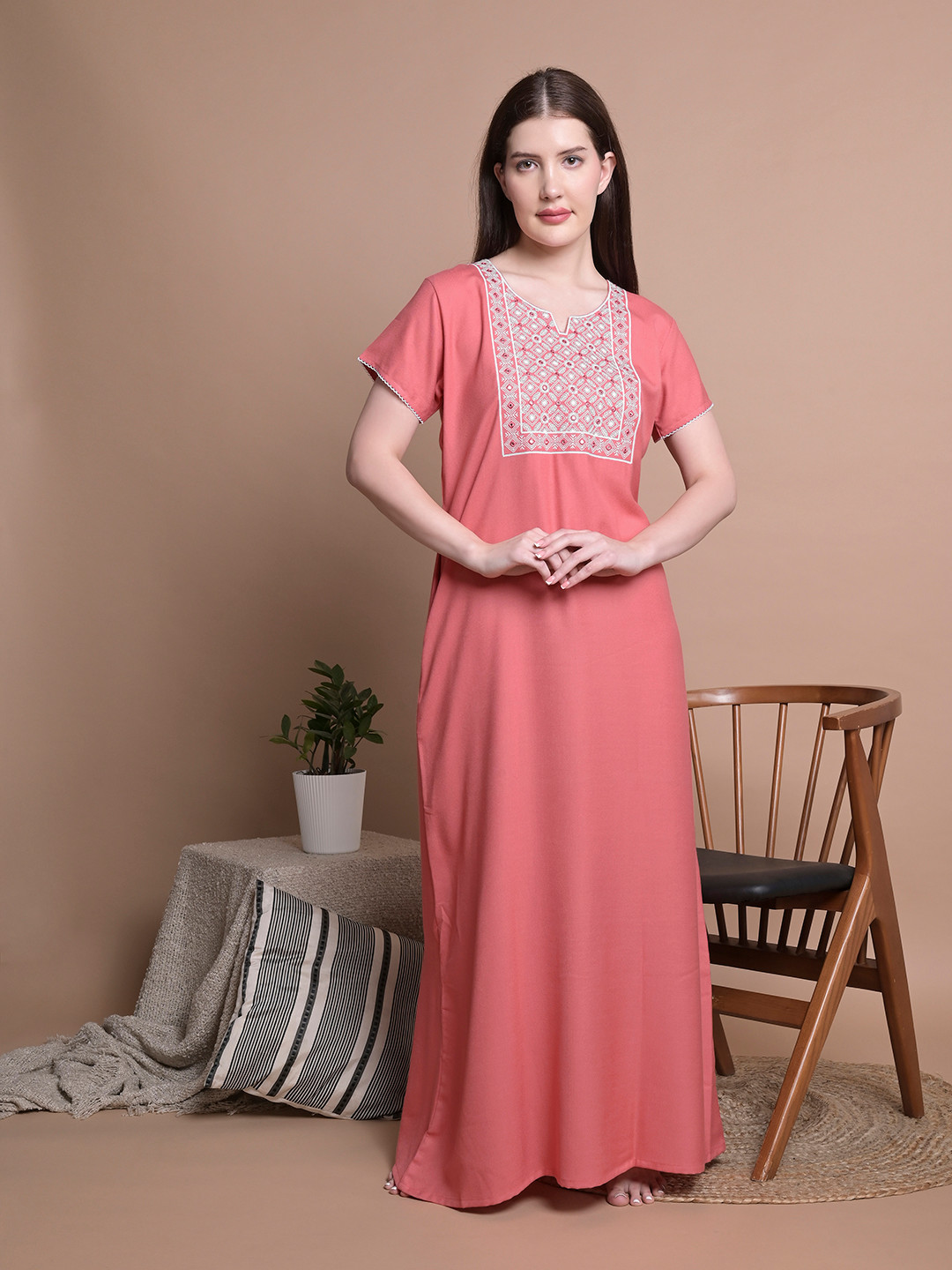 Sand Dune Embroidered Maxi Nightdress