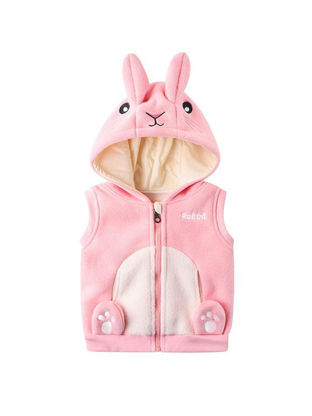 StyleCast Girls Pink Printed Hooded Sleeveless Jacket