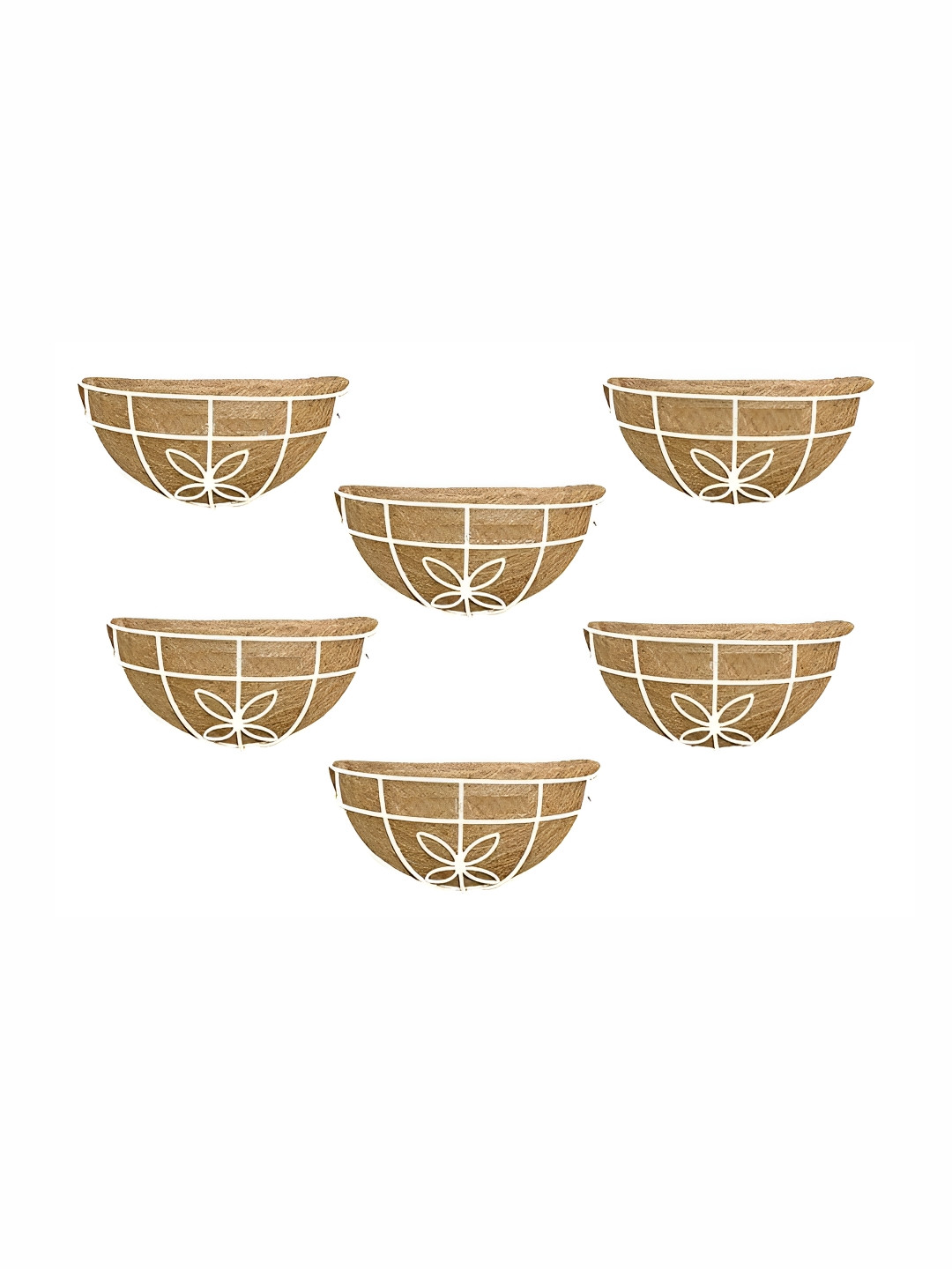Garden Deco White 6 Pieces Flower Design Wall Basket Planters
