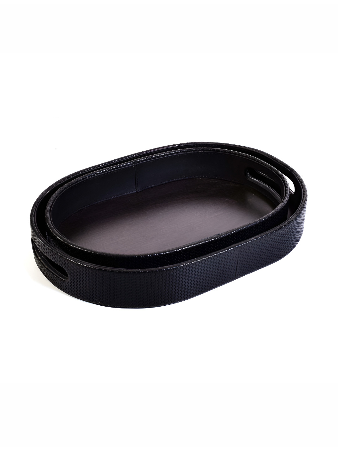ICHKAN Black 2 Pieces Capsule Wooden Tray Set