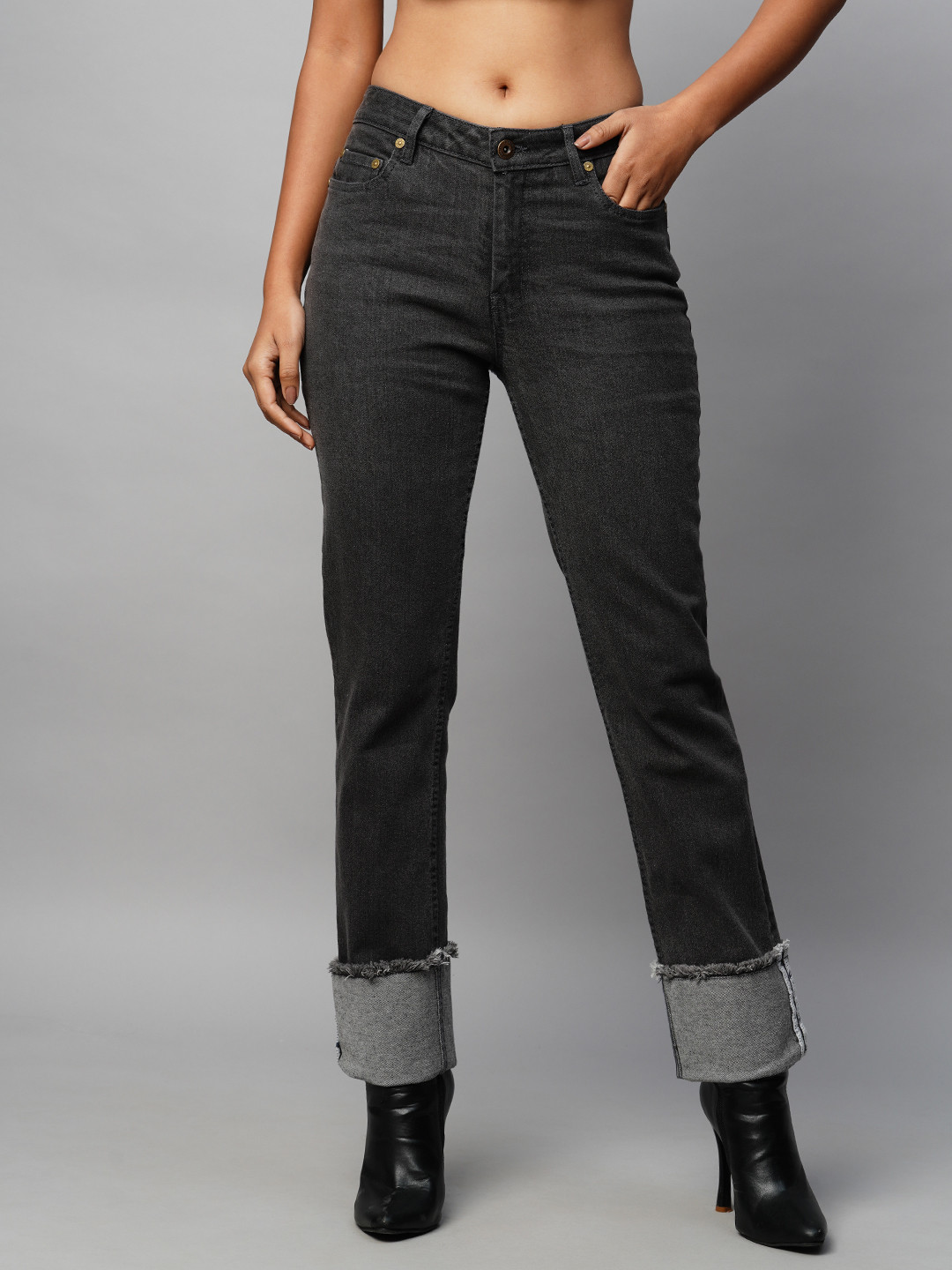 Chemistry Denim Straight Fit Mid Rise Clean Look Stretchable Jeans
