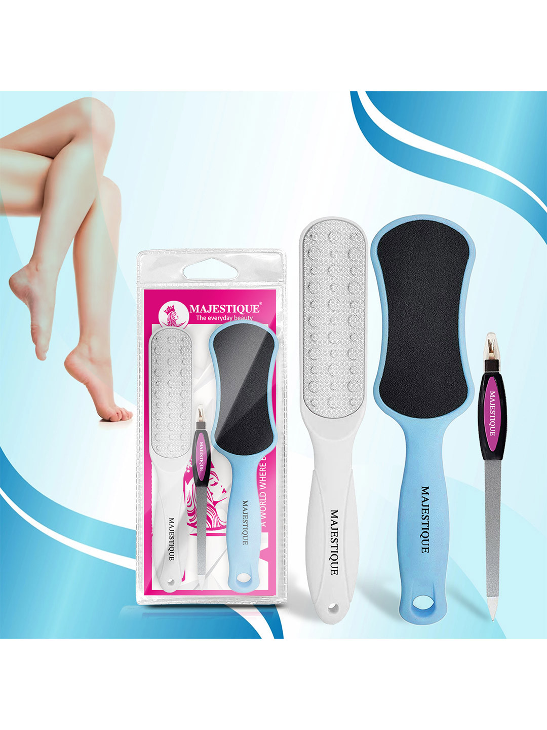 MAJESTIQUE 2-Pcs Foot Scrubber- Nail Filer & Foot Filer