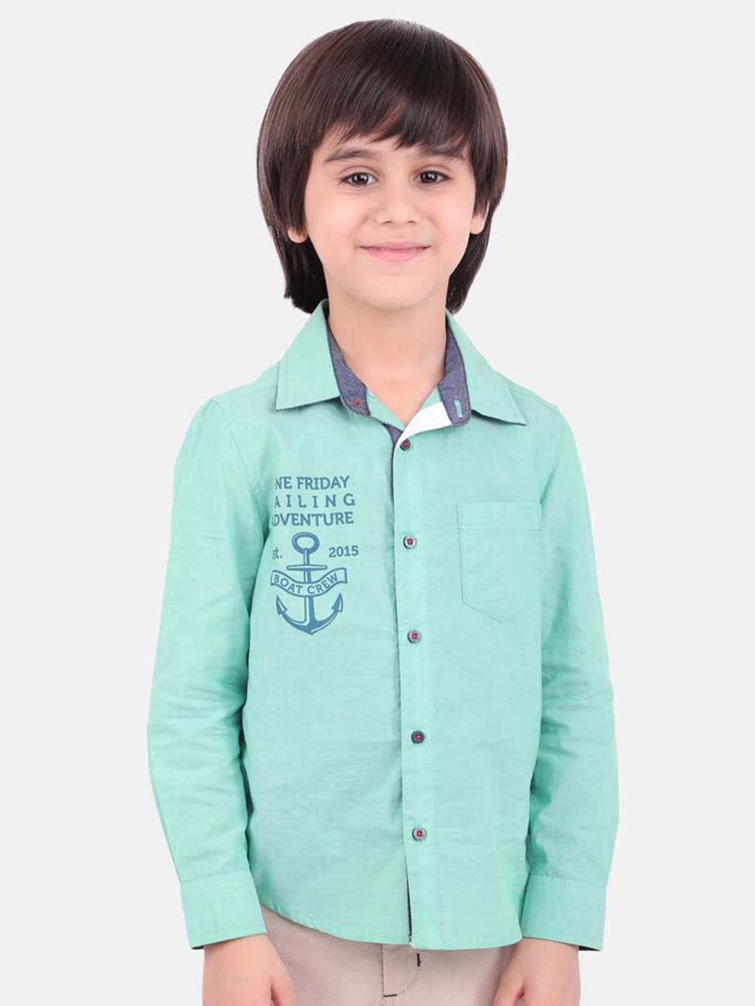 One Friday Boys Classic Typography Printed Pure Cotton Casual Shirt