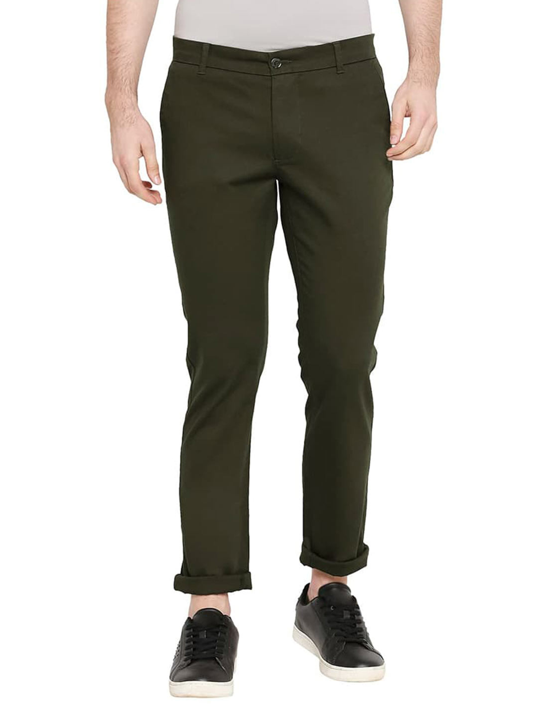 Basics Tapered Fit Mid-Rise Cotton Casual Denim Chinos Trouser