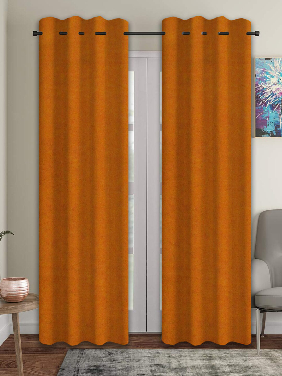 Trance Home Linen Mustard 2 Pieces Cotton Door Curtains