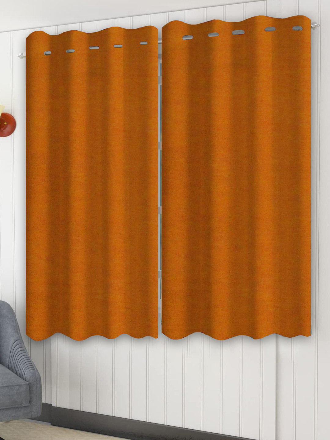 Trance Home Linen Mustard 2 Pieces Cotton Window Curtains