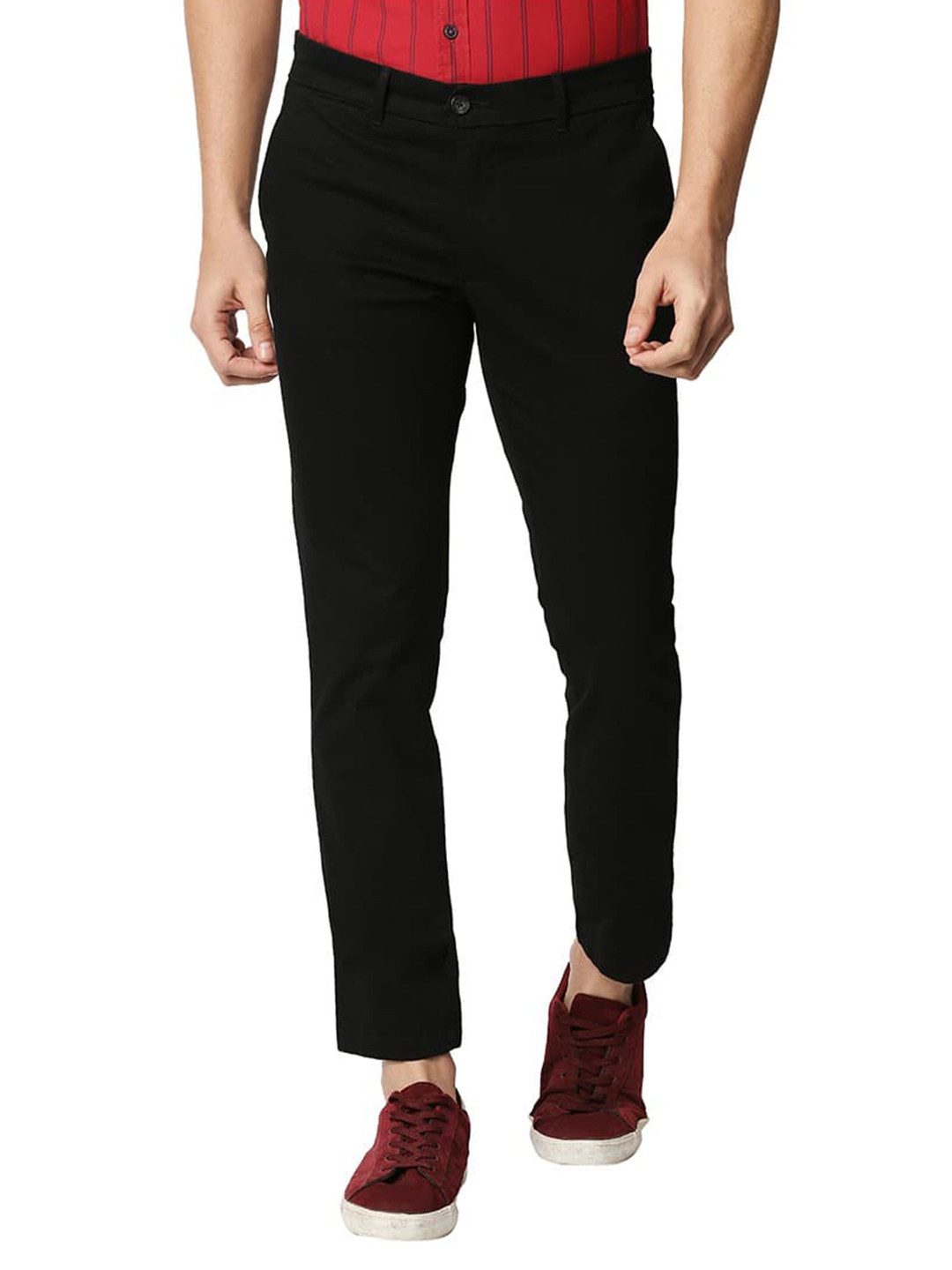 Basics Men Mid-Rise Tapered Fit Cotton Chinos Trousers