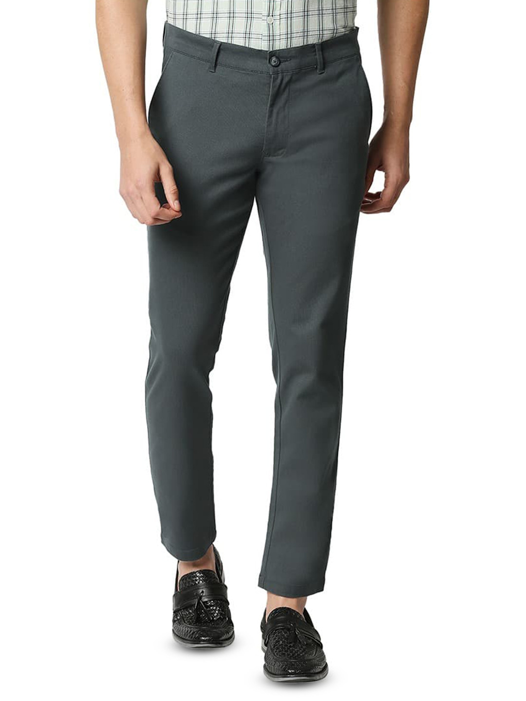 Basics Men Cotton Tapered Fit Chinos Stretch Trousers
