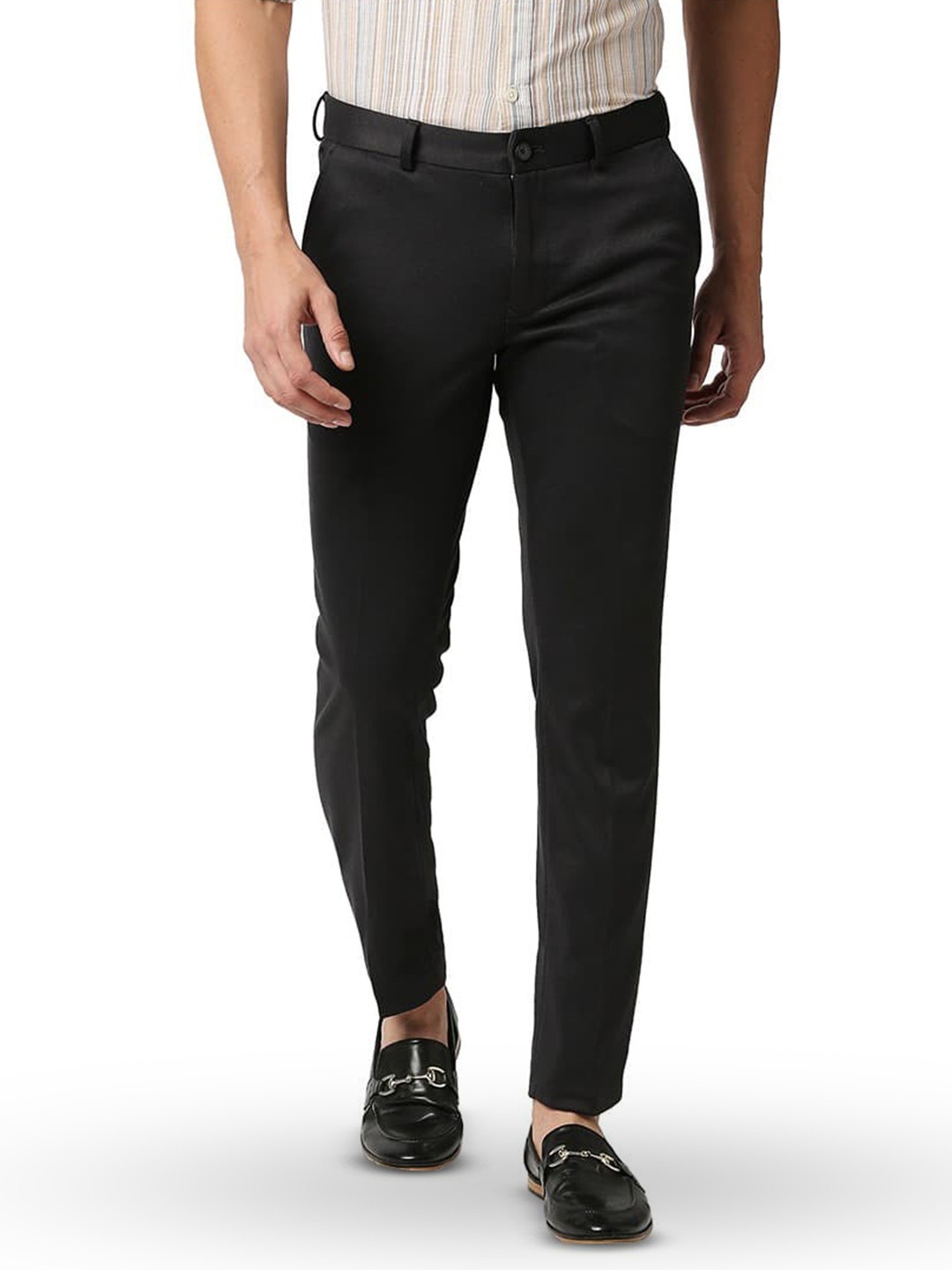 Basics Grey Tapered Fit Chinos Trousers