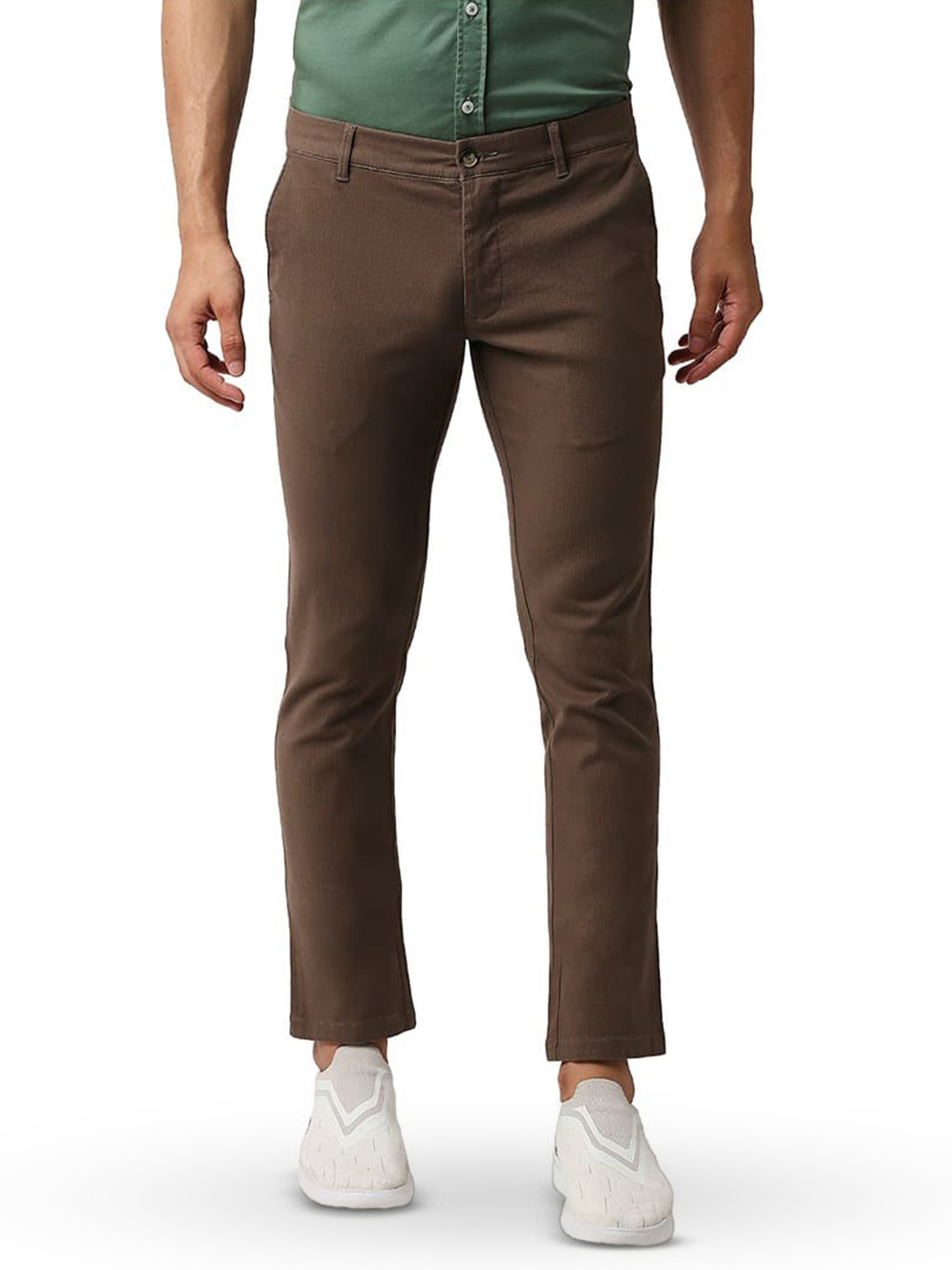 Basics Mens Cotton Tapered Fit Plain Chinos Trousers