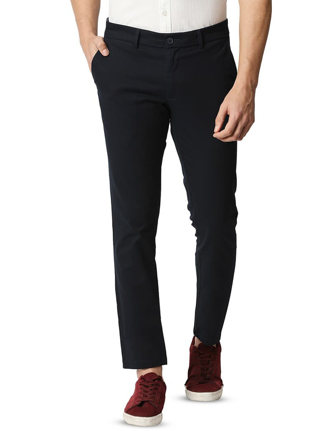 Basics Mens Cotton Tapered Fit Plain Chinos Trousers