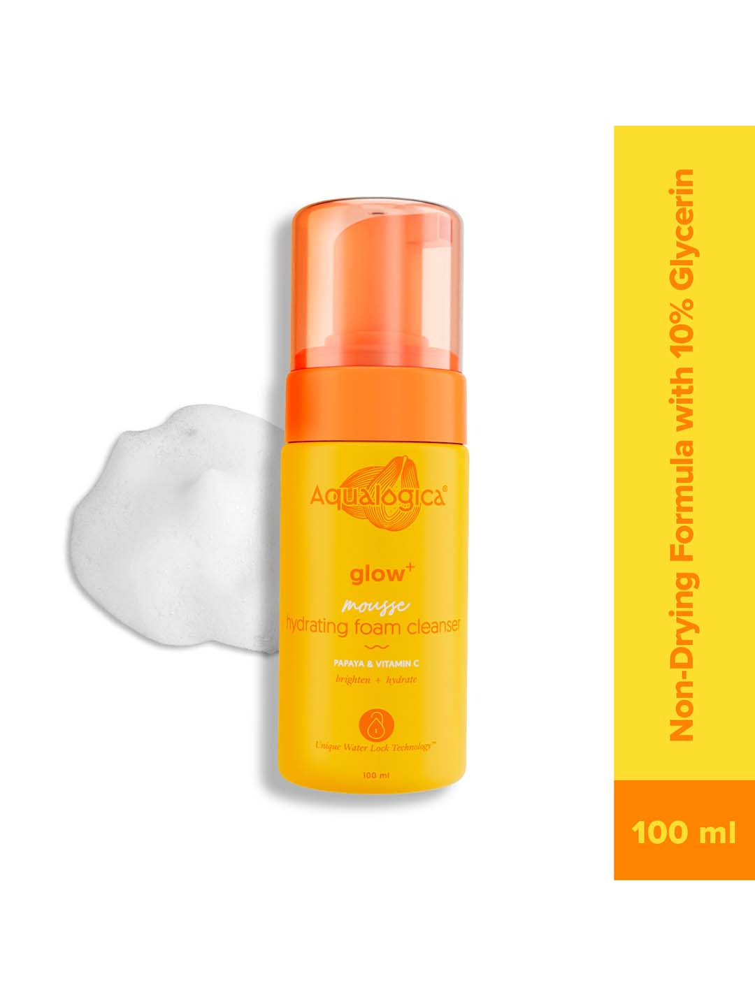 Aqualogica Glow+ Mousse Hydrating Foam Cleanser with Papaya & Vitamin C - 100ml