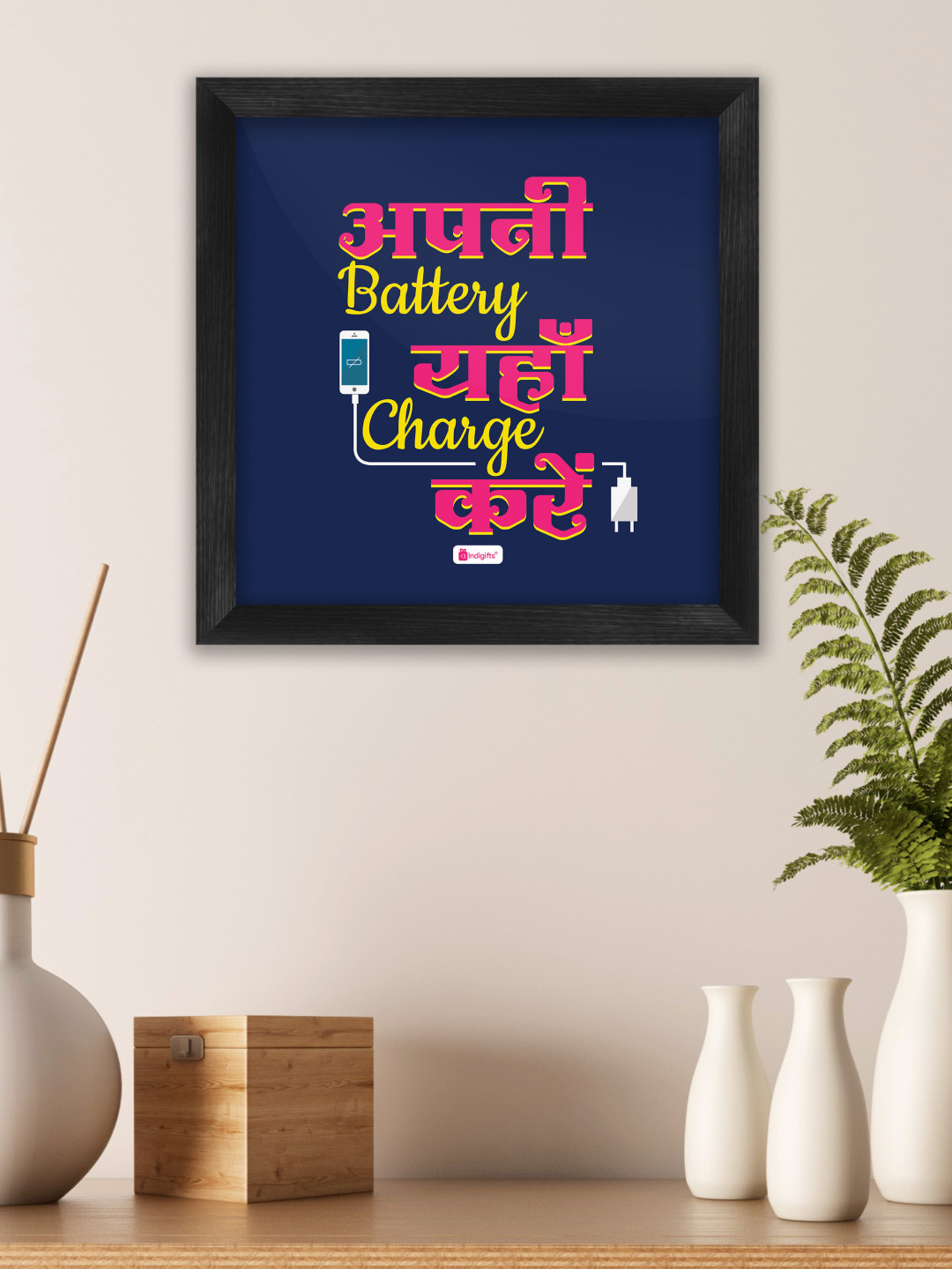 Indigifts Blue & Pink Wooden Self Design Wall Photo Frame