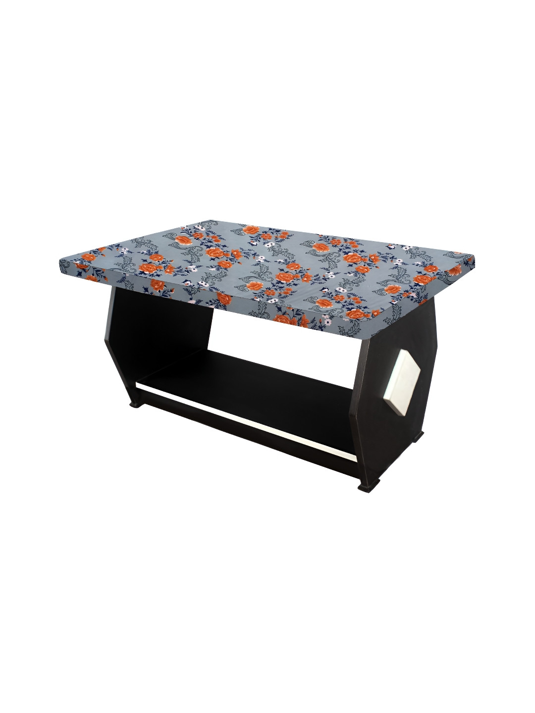 Stylista Blue & Orange Floal Printed Waterproof 2-Seater Table Cover