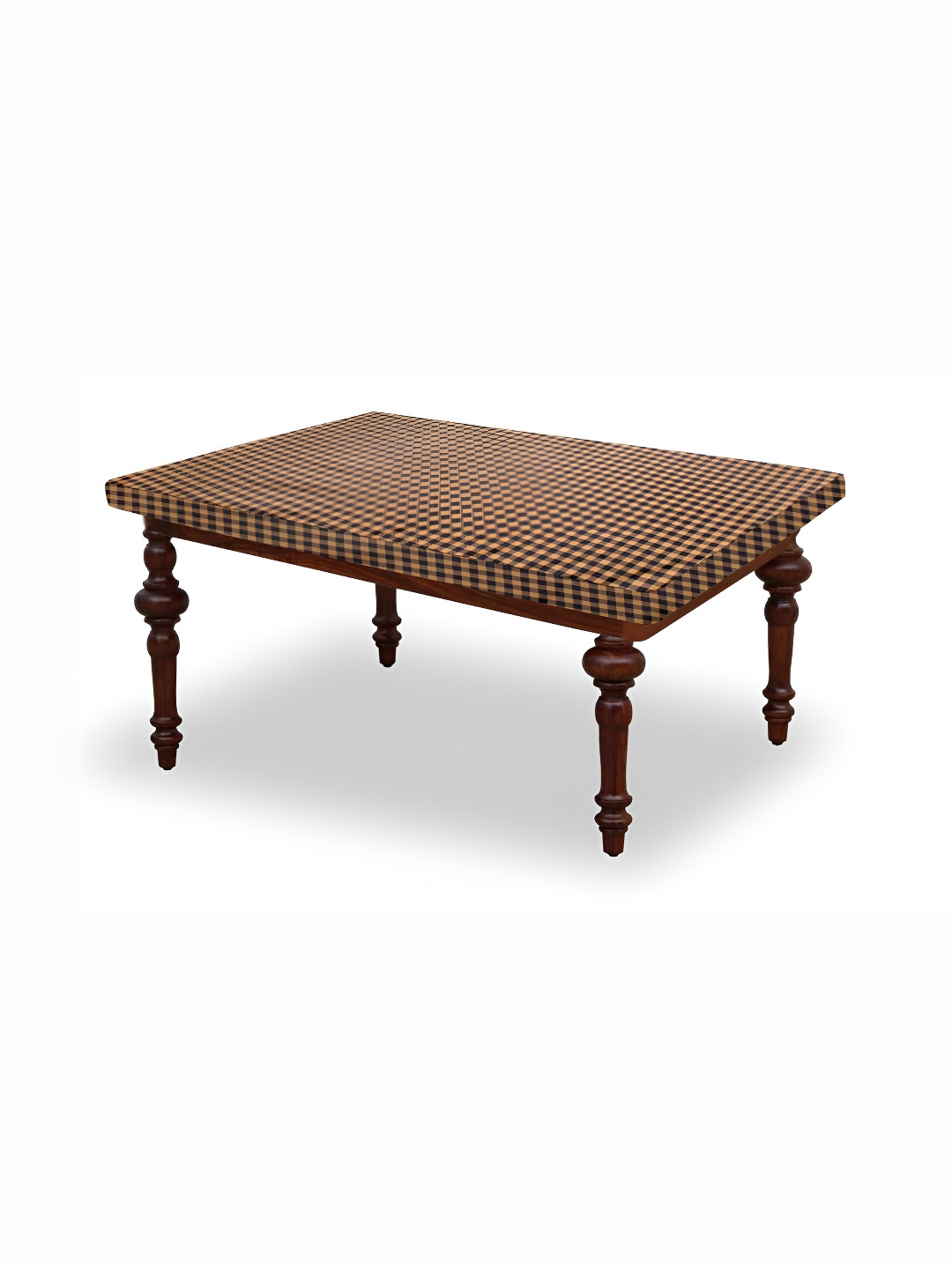 Stylista Brown Checkered Waterproof Rectangular 4-Seater Table Cover