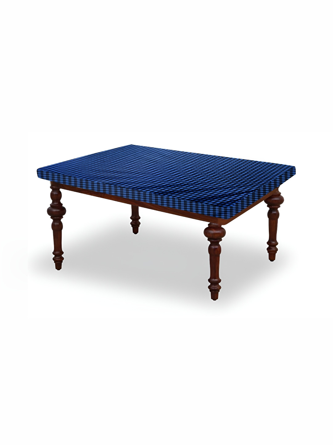 Stylista Blue & Black Checked Waterproof 4-Seater Table Cover