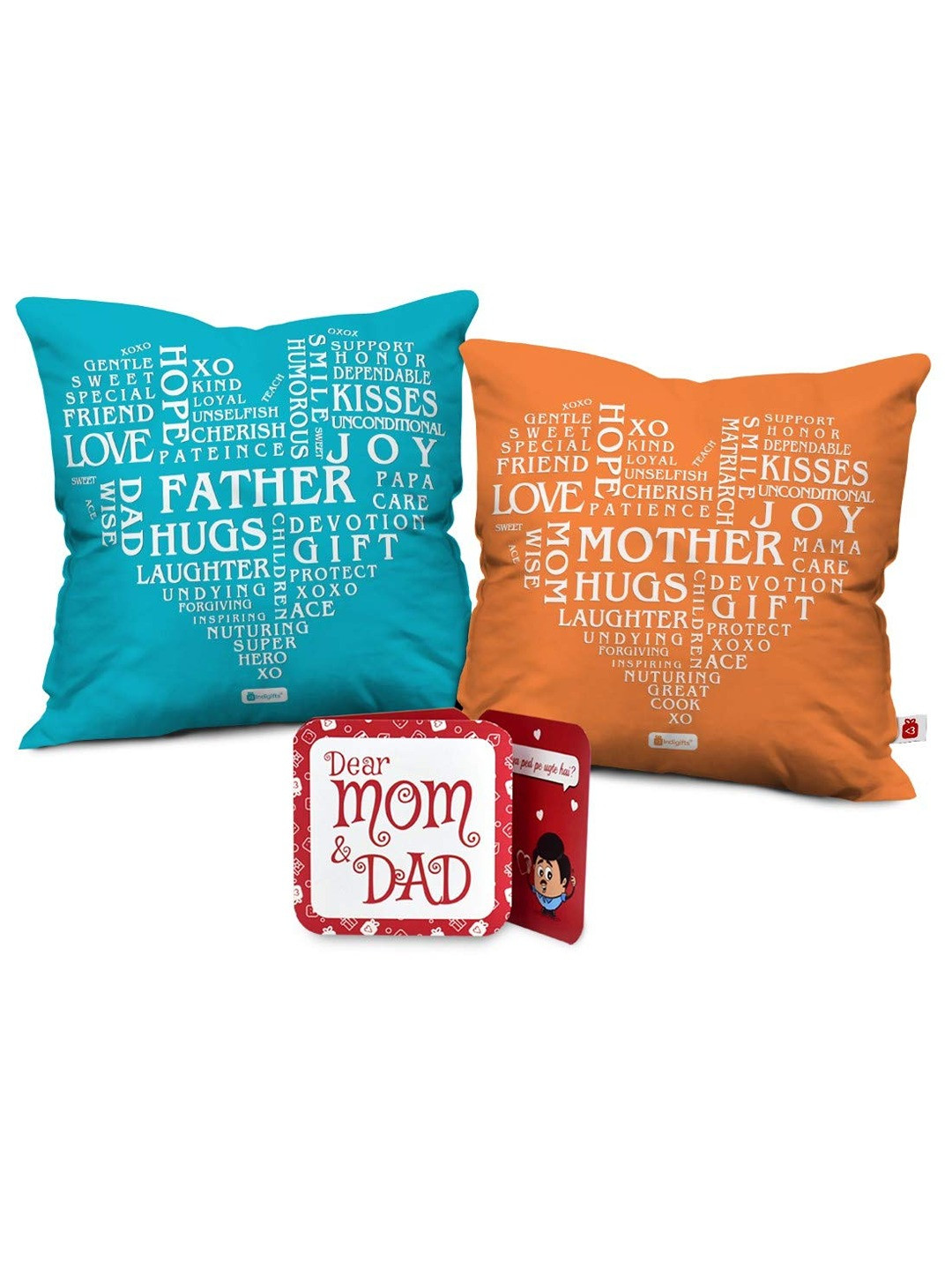 Indigifts Blue & Yellow 2 Pieces Printed Cushion Covers with Filler