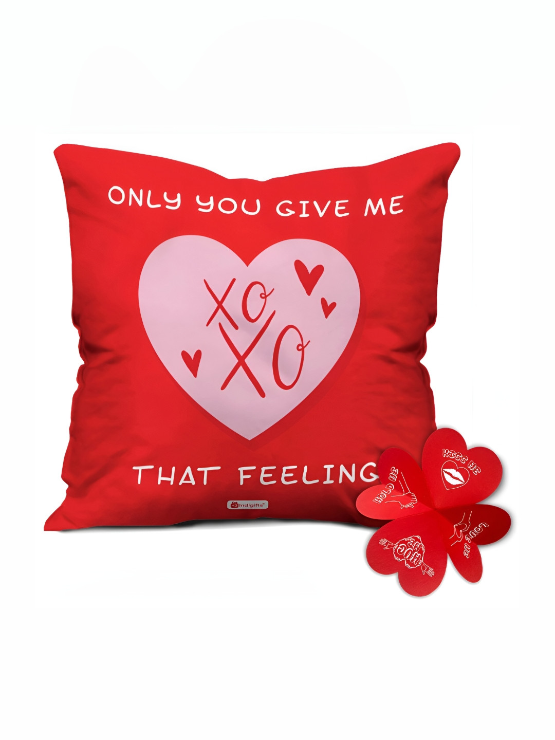 Indigifts Red & Pink Printed Cushion With Filler