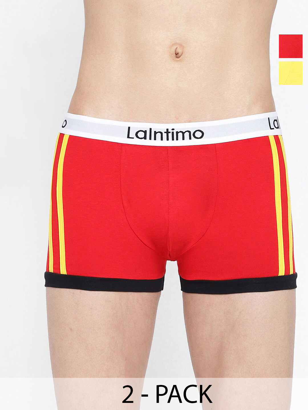 La Intimo Men Pack Of 2 Mid-Rise Side Striped Trunks LITR010B
