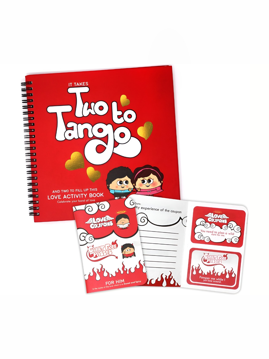 Indigifts White & Red 10 Pcs Valentine Theme Printed Coupon Book Home Gift Set