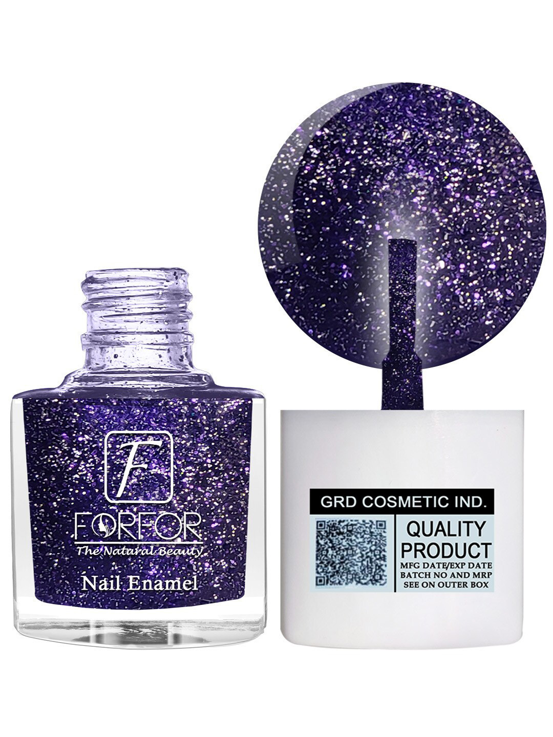 FORFOR 4-Pcs Glitter Long Lasting Nail Polish - 5ml Each-Light Pink-Yellow-Dark Green-Blue