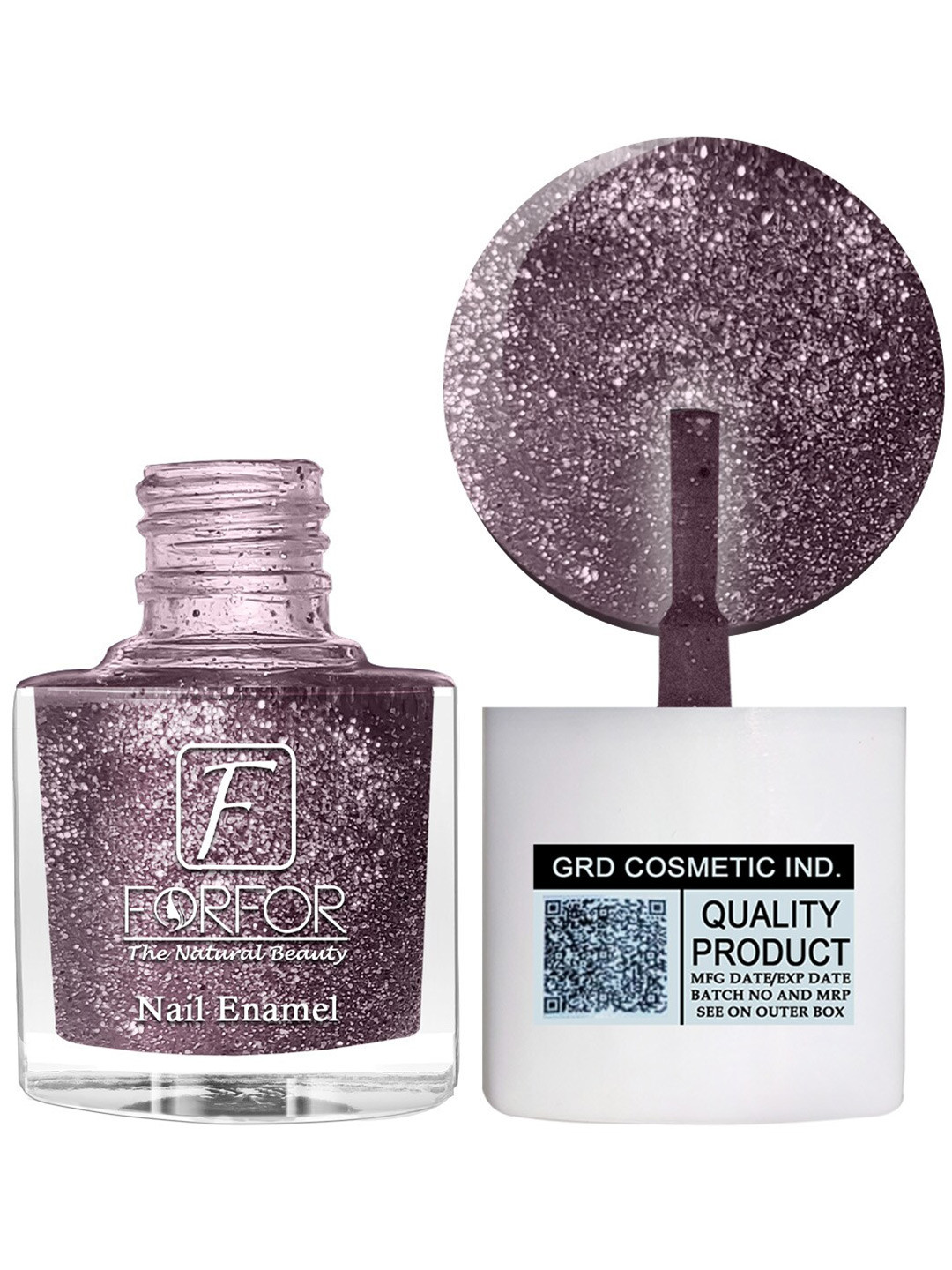 FORFOR High Shine Set Of 4 Glitter Nail Polish-5ml Each-Lavender-Brown-Pink-Light Pink