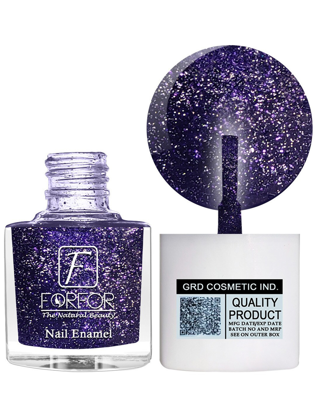 FORFOR High Shine Set Of 4 Glitter Nail Polish-5ml Each-Royal Blue-Turquoise-Lavender-Pink