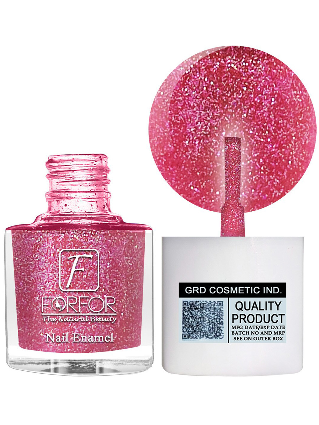 FORFOR High Shine Set Of 4 Glitter Nail Polish-5mlEach- Turquoise-Lavender-Brown-Baby Pink